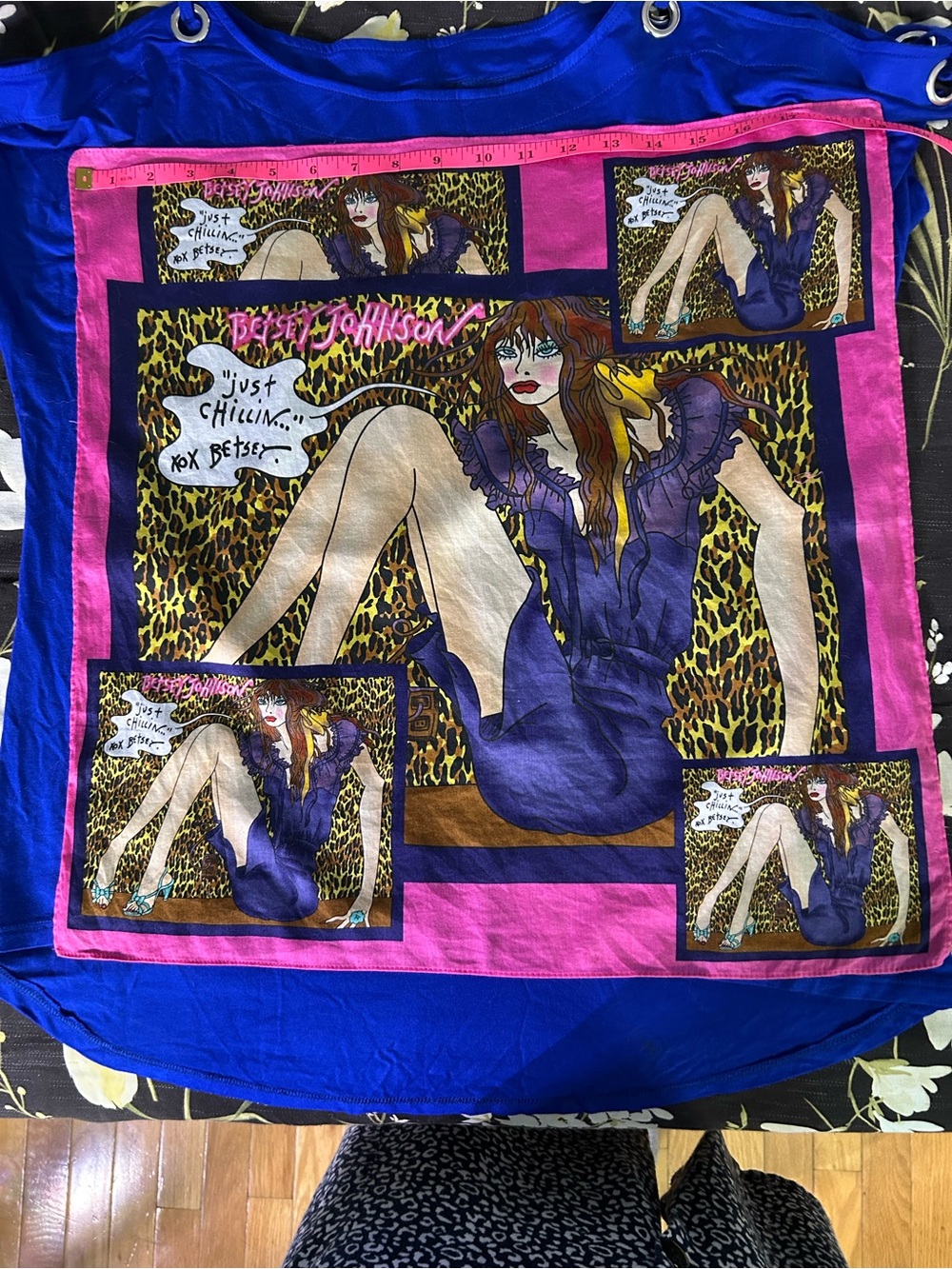Betsey Johnson Purple  & Pink Graphic Silk Scarf